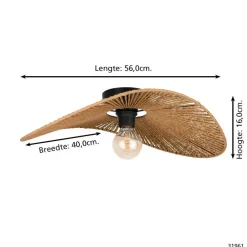 Plafondlampen-EGLO Siruela Plafondlamp - E27 - 56 cm - Papier - Natuur