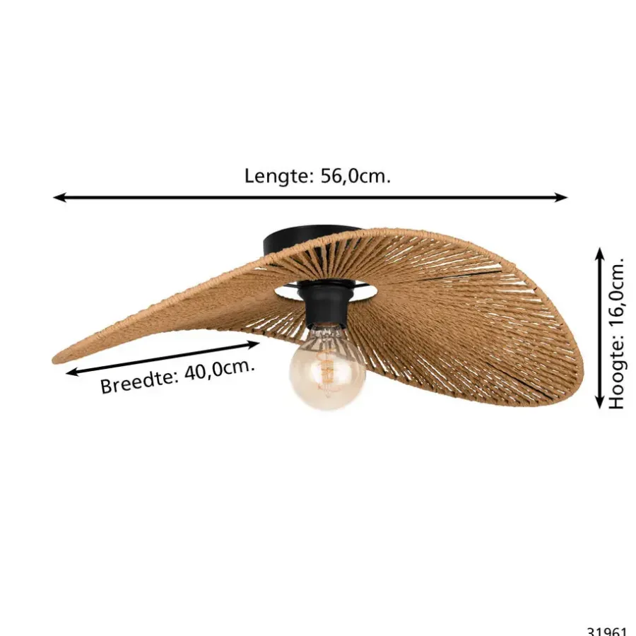 Plafondlampen-EGLO Siruela Plafondlamp - E27 - 56 cm - Papier - Natuur
