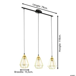 Hanglampen-EGLO Tarbes Hanglamp - E27 - 79,5 cm - Goud