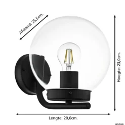 EGLO Taverna Wandlamp - E27 - 20 cm - Zwart