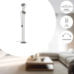 Staande Lampen-EGLO Tilston Vloerlamp - E14 - 142.5 cm - Groen - Kantelbaar