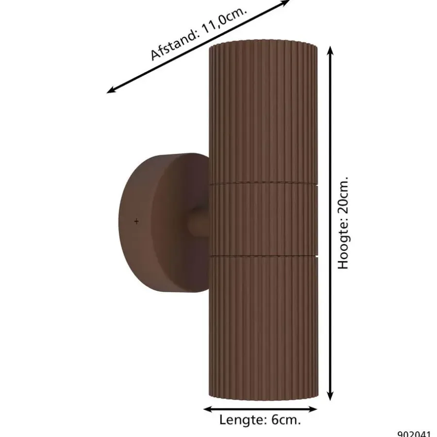 EGLO Tomelloso Wandlamp Buiten - GU10 - 20 cm - Donker Bruin
