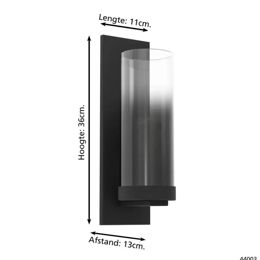 Wandlampen-EGLO Toothill Wandlamp - E27 - 36 cm - Zwart/Ombre effect