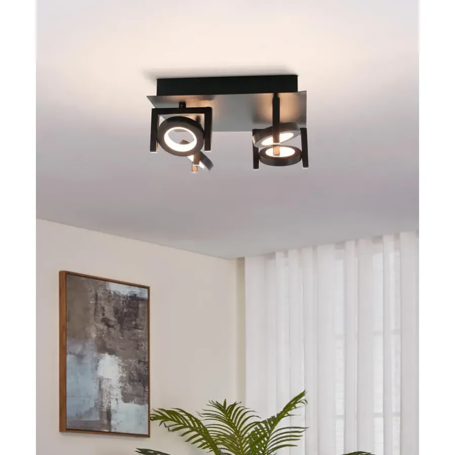 EGLO Trastanello Opbouwspot - LED - 4 lichts - Zwart