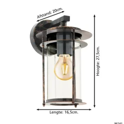 Wandlampen-EGLO Valdeo Wandlamp - E27 - 27,5 cm - Koper Antiek