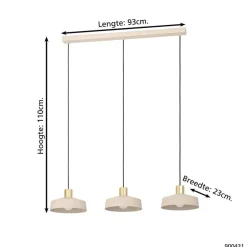 EGLO Valdiola Hanglamp - E27 - 93 cm - Beige/Goud - Staal