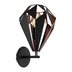 Wandlampen-EGLO wandlamp Carlton 1 - zwart/koper