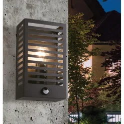 Buitenlampen Met Sensor|Wandlampen-EGLO Alamonte3WandlampBuiten-E27-29,5cm-Sensor-Zwart
