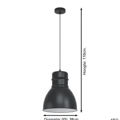Hanglampen-EGLO EburyHanglamp-E27-Ø38cm-Zwart/Wit