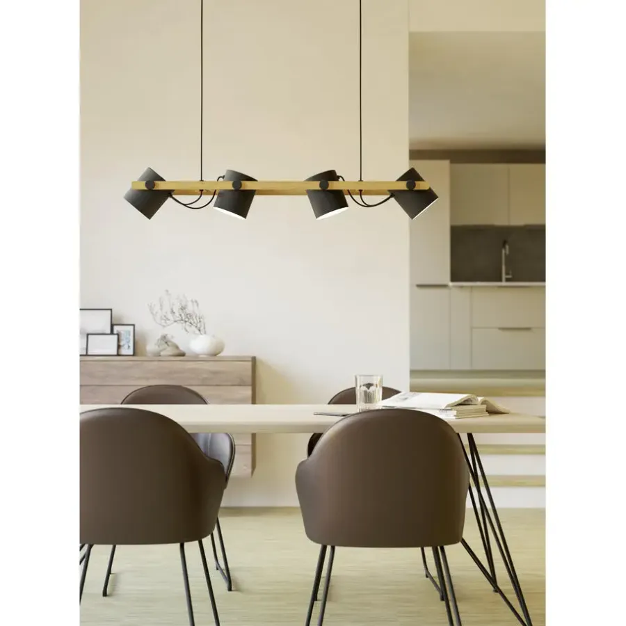 EGLO HornwoodHanglamp-E27-110cm-Zwart/Crème/Bruin