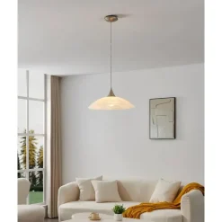 Hanglampen-EGLO Lazolo-Hanglamp-1Lichts-Ø420mm.-Nikkel-Mat-WitGelakt
