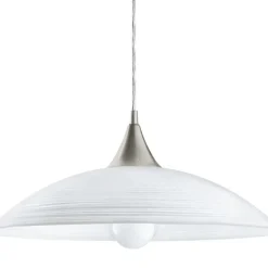 Hanglampen-EGLO Lazolo-Hanglamp-1Lichts-Ø420mm.-Nikkel-Mat-WitGelakt