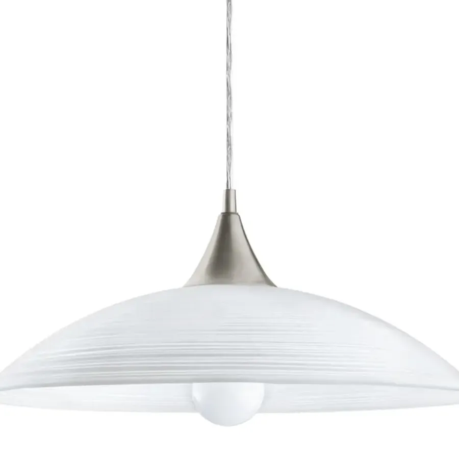 Hanglampen-EGLO Lazolo-Hanglamp-1Lichts-Ø420mm.-Nikkel-Mat-WitGelakt