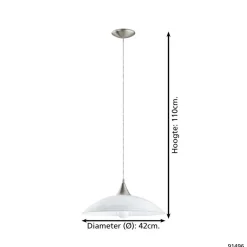 Hanglampen-EGLO Lazolo-Hanglamp-1Lichts-Ø420mm.-Nikkel-Mat-WitGelakt