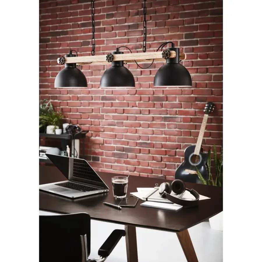 Hanglampen-EGLO LubenhamHanglamp-E27-90cm-Zwart/Bruin