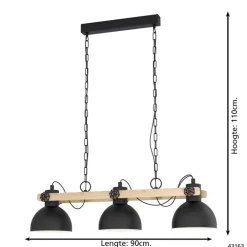 Hanglampen-EGLO LubenhamHanglamp-E27-90cm-Zwart/Bruin