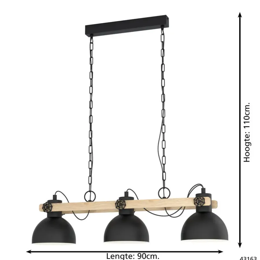 Hanglampen-EGLO LubenhamHanglamp-E27-90cm-Zwart/Bruin