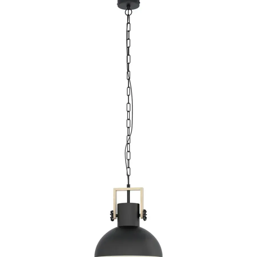 Hanglampen-EGLO LubenhamHanglamp-1lichts-Ø30cm.-E27-Zwart/hout