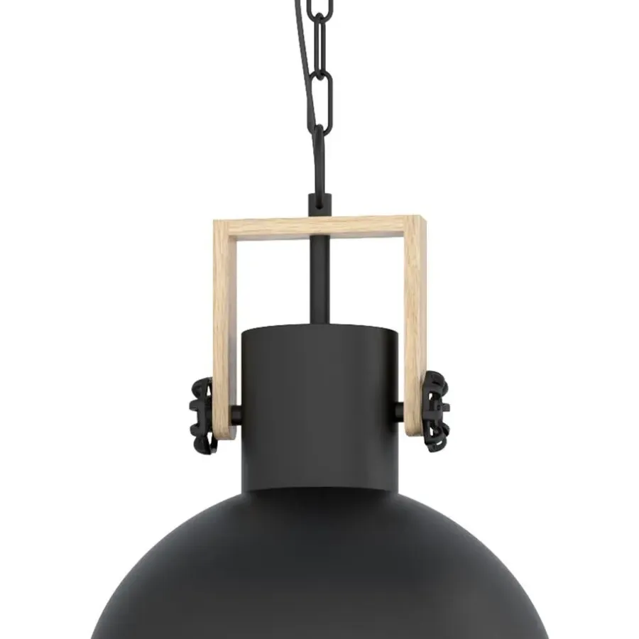 Hanglampen-EGLO LubenhamHanglamp-1lichts-Ø30cm.-E27-Zwart/hout