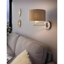 EGLO Maserlo-Wandlamp-1Lichts-ø23cm-Nikkel-Mat-Taupe-Goud