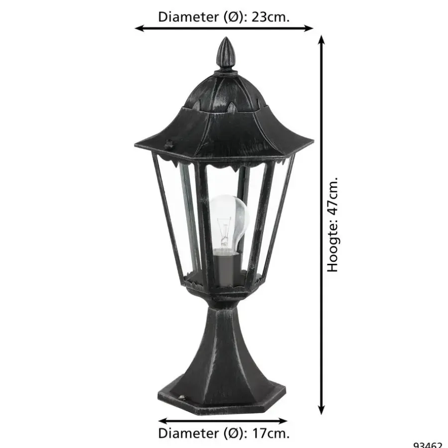 EGLO Navedo-Buitenverlichting-Tuinpaaltje-1Lichts-Zwart,Zilver-Patina