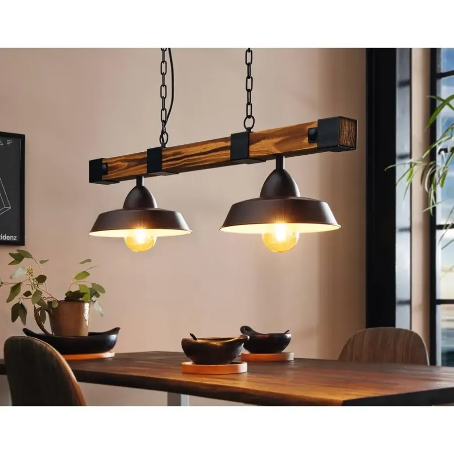 EGLO OldburyHanglamp-E27-86cm-Zwart/Bruin/Landelijk