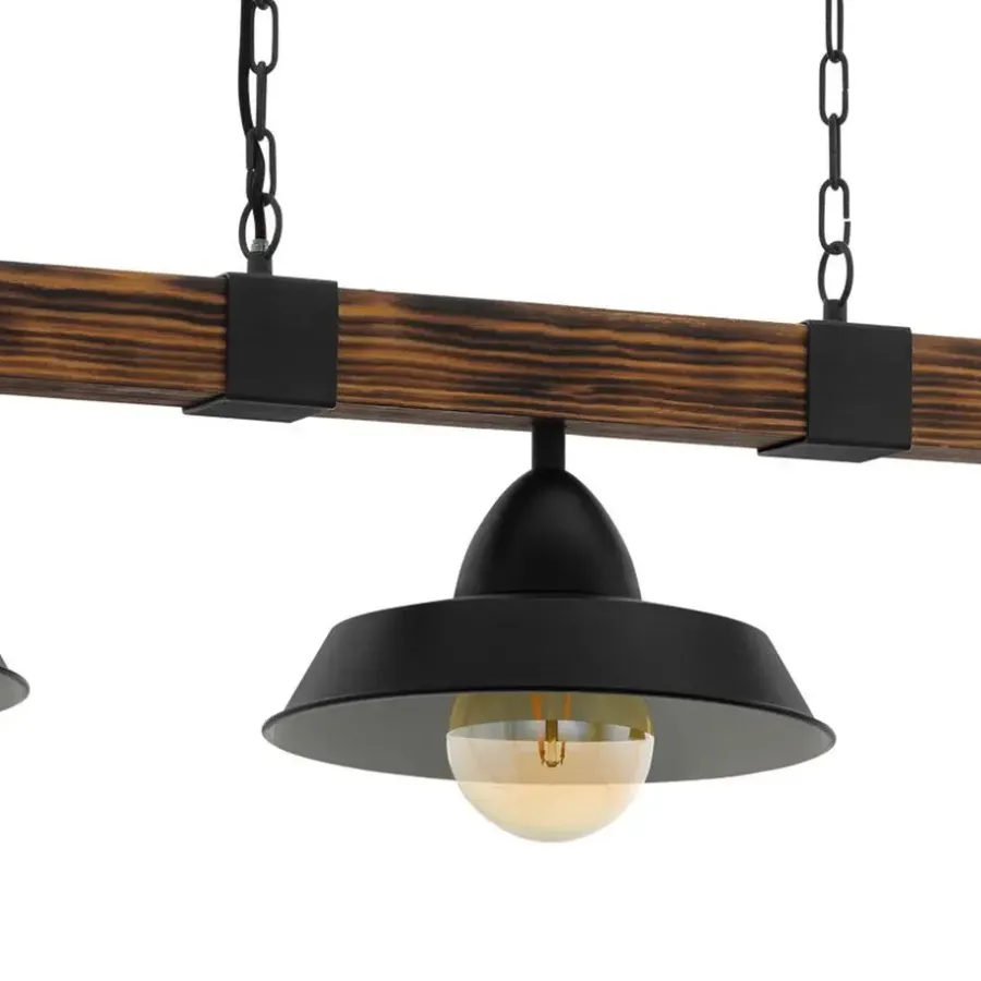 Hanglampen-EGLO OldburyHanglamp-3-Lichts-E27zwart/bruin
