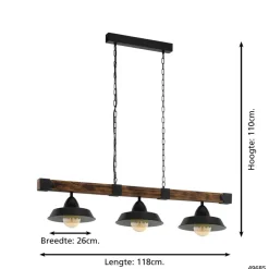 Hanglampen-EGLO OldburyHanglamp-3-Lichts-E27zwart/bruin