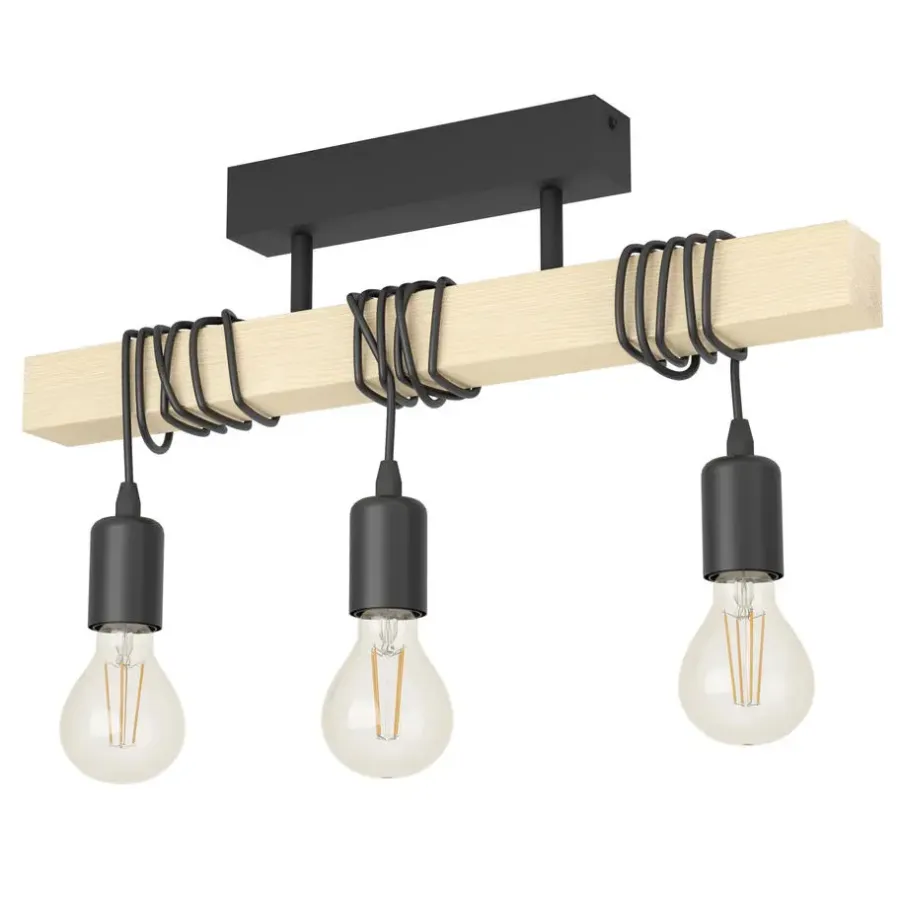 Plafondlampen-EGLO TownshendPlafondlamp-E27-55cm-Zwart/Bruin