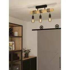 Plafondlampen-EGLO TownshendPlafondlamp-E27-55cm-Zwart/Bruin