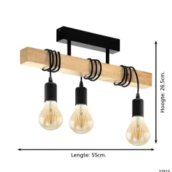 Plafondlampen-EGLO TownshendPlafondlamp-E27-55cm-Zwart/Bruin