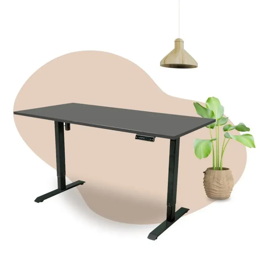 Zit-Sta-Bureaus-IVOL Elektrisch verstelbaar bureau - 180x80 cm - Single motor - Zwart / Antraciet