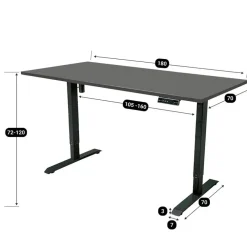 Zit-Sta-Bureaus-IVOL Elektrisch verstelbaar bureau - 180x80 cm - Single motor - Zwart / Antraciet