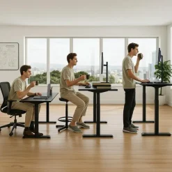 Zit-Sta-Bureaus-IVOL Elektrisch verstelbaar bureau - 180x80 cm - Single motor - Zwart / Antraciet