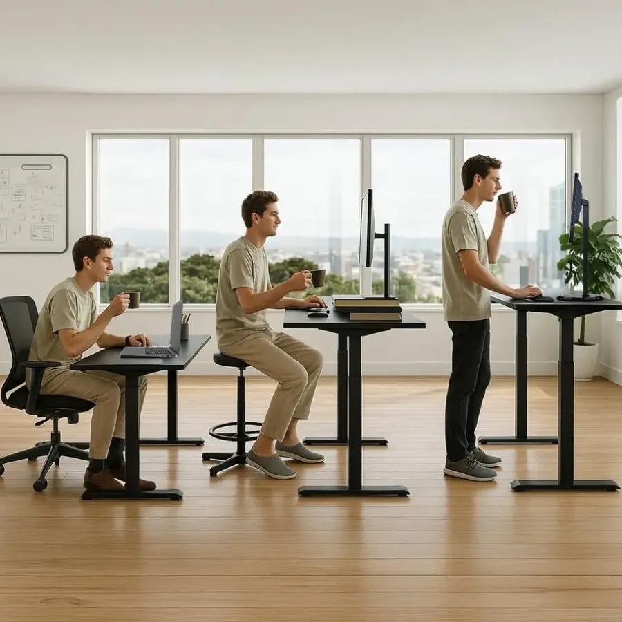Zit-Sta-Bureaus-IVOL Elektrisch verstelbaar bureau - 180x80 cm - Single motor - Zwart / Antraciet