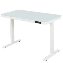 Zit-Sta-Bureaus-IVOL Elektrisch verstelbaar bureau / thuiswerkplek - 120x60 cm - Glas wit