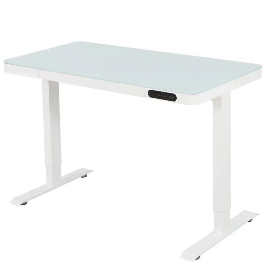 Zit-Sta-Bureaus-IVOL Elektrisch verstelbaar bureau / thuiswerkplek - 120x60 cm - Glas wit