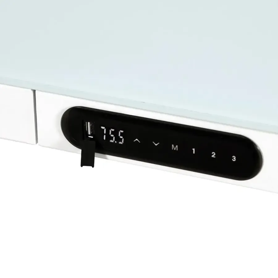 Zit-Sta-Bureaus-IVOL Elektrisch verstelbaar bureau / thuiswerkplek - 120x60 cm - Glas wit