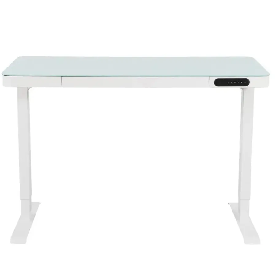 Zit-Sta-Bureaus-IVOL Elektrisch verstelbaar bureau / thuiswerkplek - 120x60 cm - Glas wit
