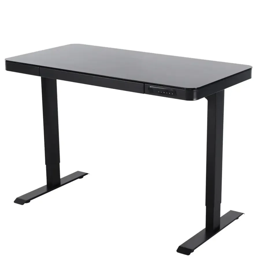 Zit-Sta-Bureaus-IVOL Elektrisch verstelbaar bureau / thuiswerkplek - 120x60 cm - Glas zwar