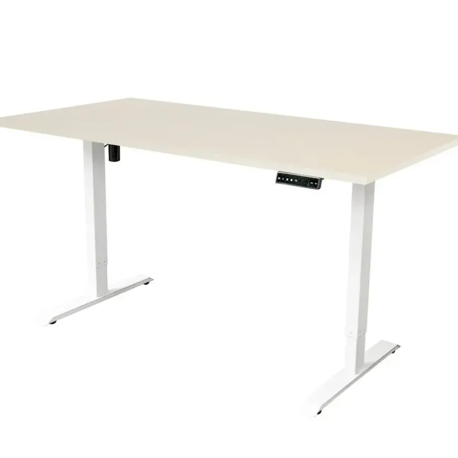 Sedero Elektrisch verstelbaar bureau - 140x80 cm - Single motor - Wit / Licht eiken