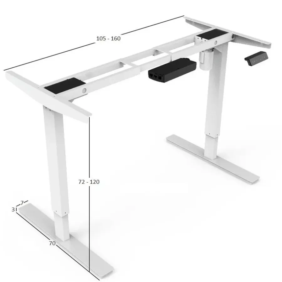Sedero Elektrisch verstelbaar bureau - 140x80 cm - Single motor - Wit / Licht eiken