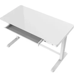 Euroseats Elektrisch verstelbaar bureau / thuiswerkplek - 120x60 cm - Glas wit