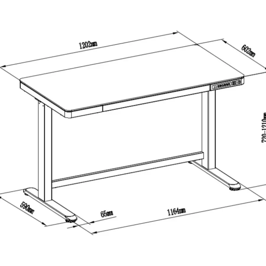 Euroseats Elektrisch verstelbaar bureau / thuiswerkplek - 120x60 cm - Glas wit