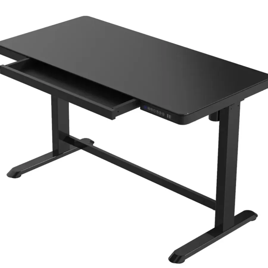 Zit-Sta-Bureaus-Euroseats Elektrisch verstelbaar bureau / thuiswerkplek - 120x60 cm - Glas zwart