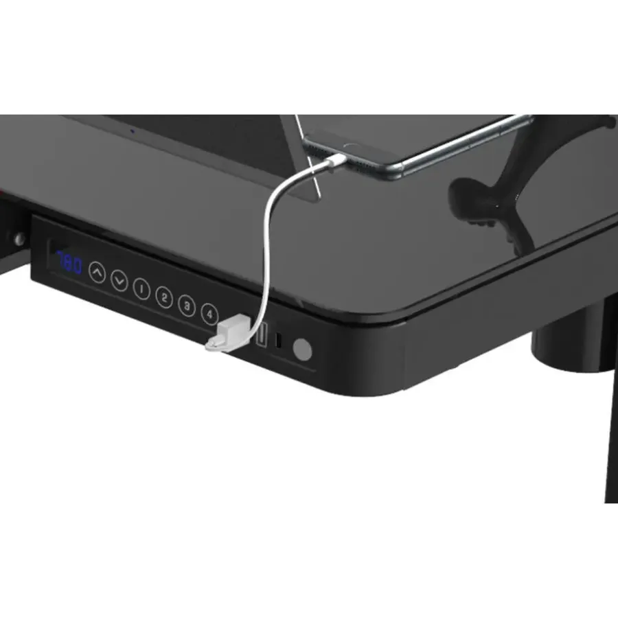 Zit-Sta-Bureaus-Euroseats Elektrisch verstelbaar bureau / thuiswerkplek - 120x60 cm - Glas zwart