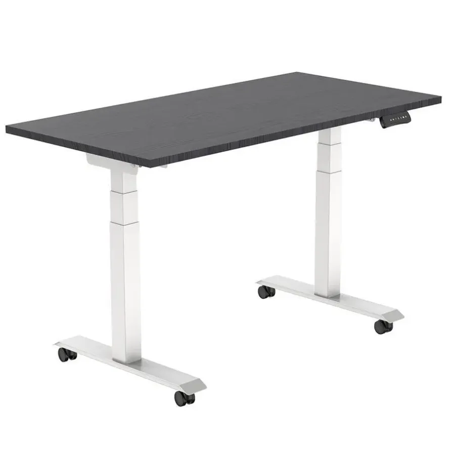 Bureaus-Euroseats Elektrisch verstelbaar, opklapbaar en verrijdbaar bureau - 160x80 cm - Wit fram