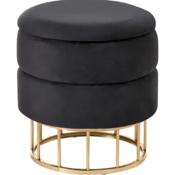 Poefen-Leen Bakker ELGIN - Poef - Zwart - 37 cm - Fluweel