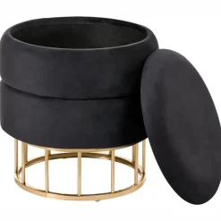 Poefen-Leen Bakker ELGIN - Poef - Zwart - 37 cm - Fluweel