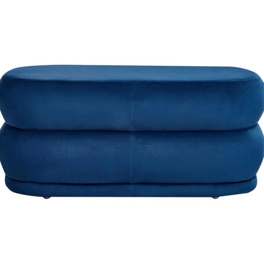 Hockers En Voetenbanken-Leen Bakker ELLENDALE - Bankje - Marineblauw - Fluweel